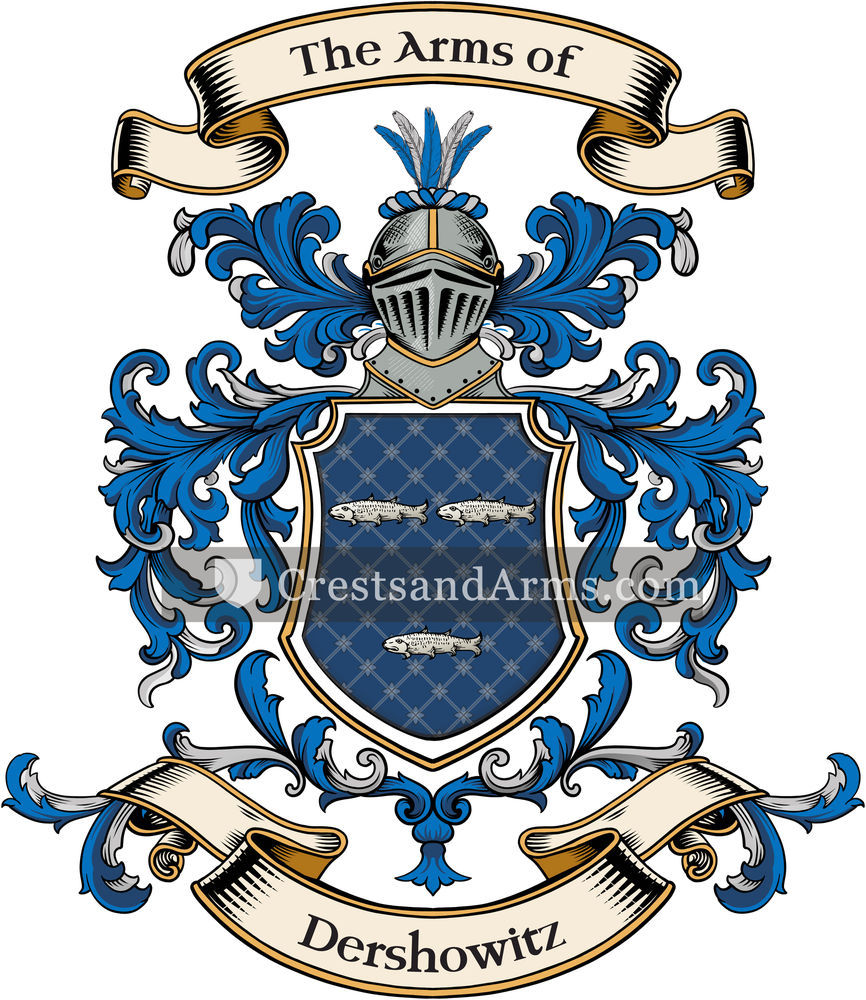 The Dershowitz coat of arms, drawn from the recorded blazon