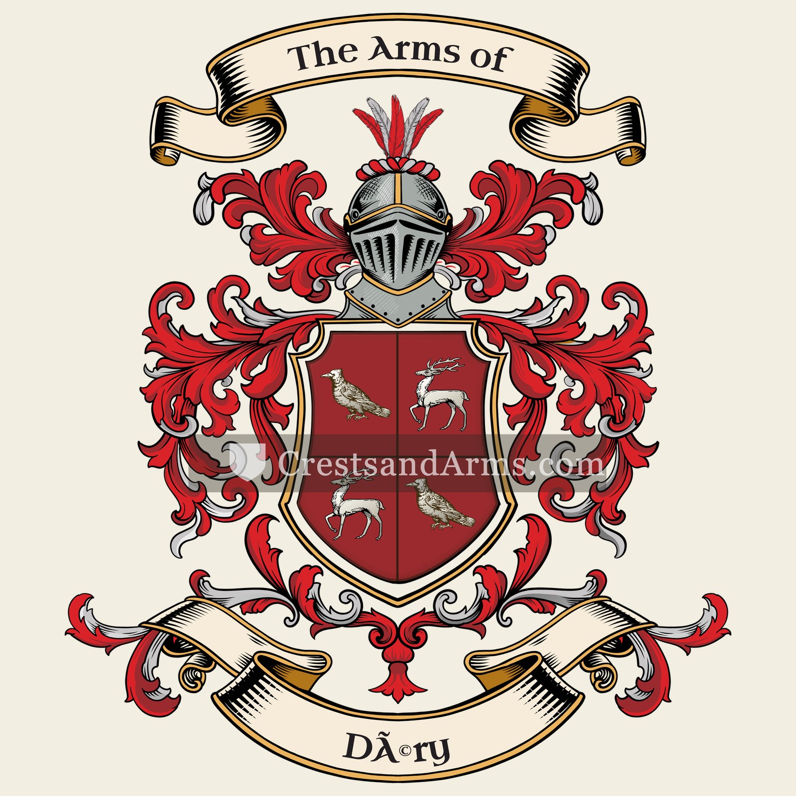 The Déry coat of arms, drawn from the recorded blazon