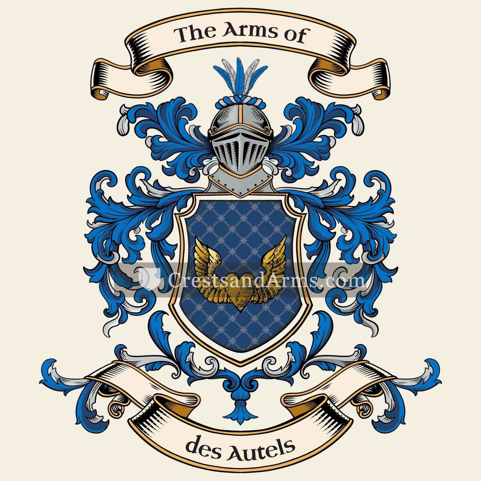 The des Autels coat of arms, drawn from the recorded blazon