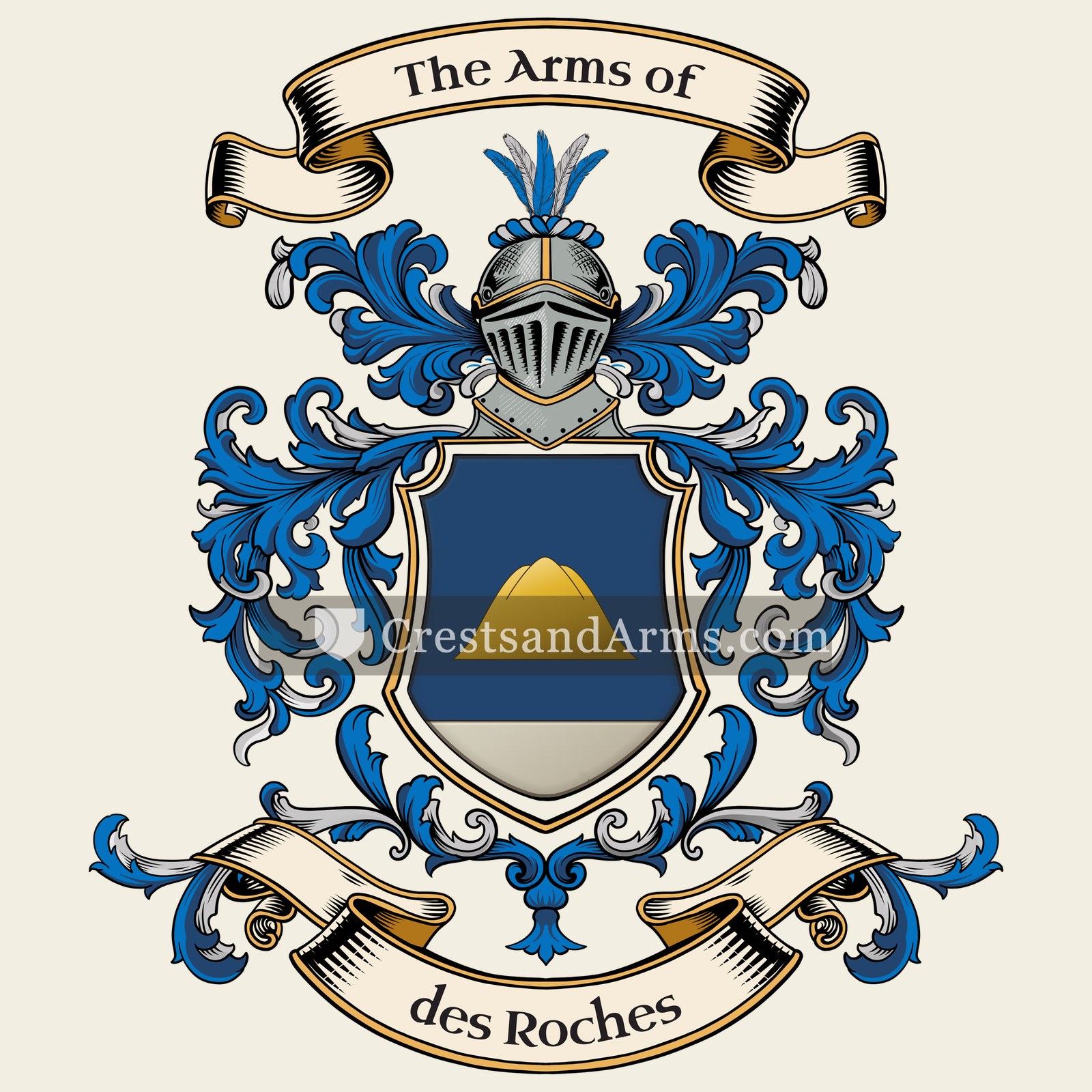 The des Roches coat of arms, drawn from the recorded blazon