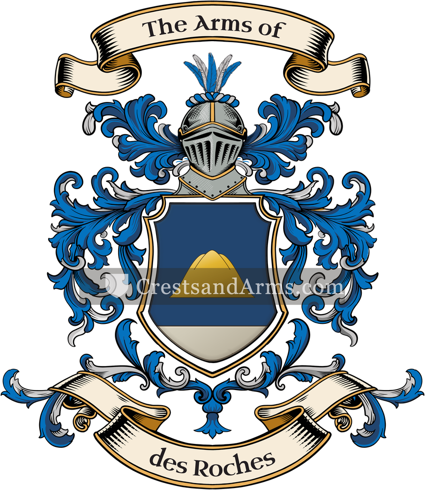The des Roches coat of arms, drawn from the recorded blazon