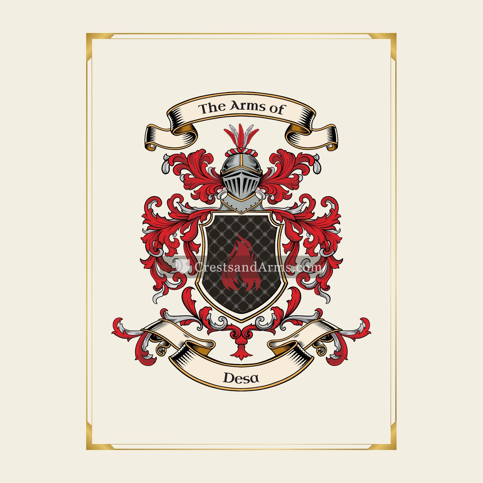 With gold border