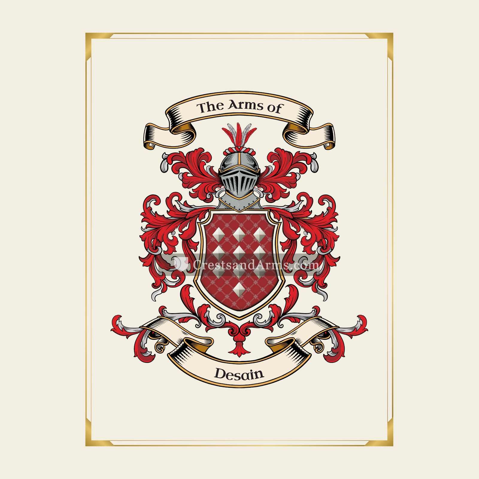 With gold border