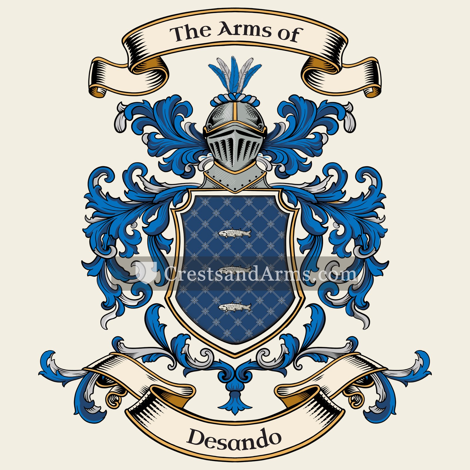 The Desando coat of arms, drawn from the recorded blazon