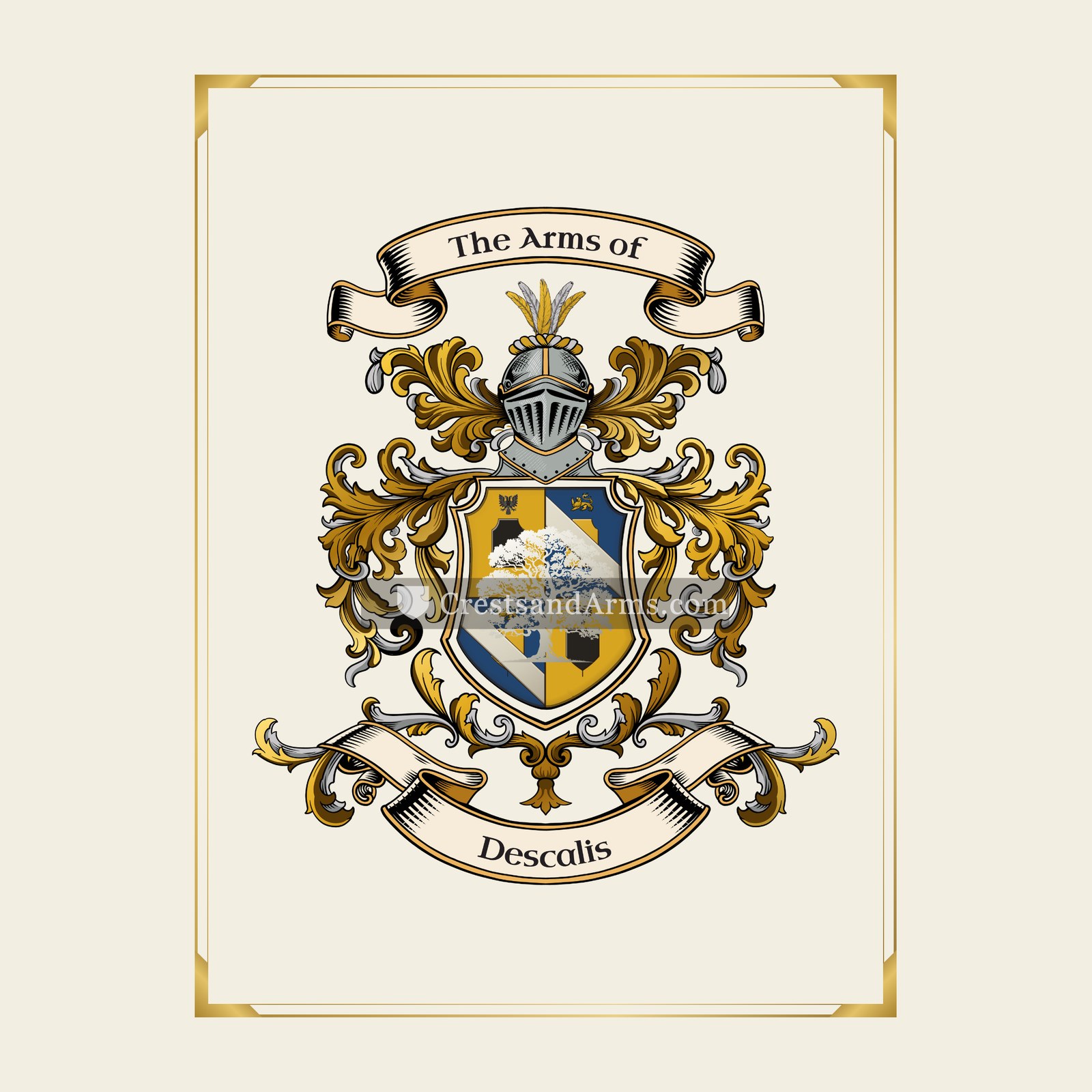 With gold border