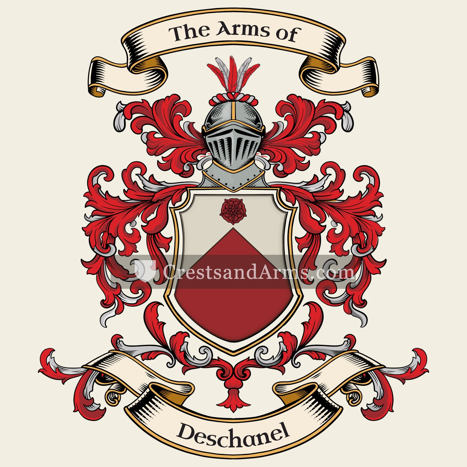 The Deschanel coat of arms, drawn from the recorded blazon