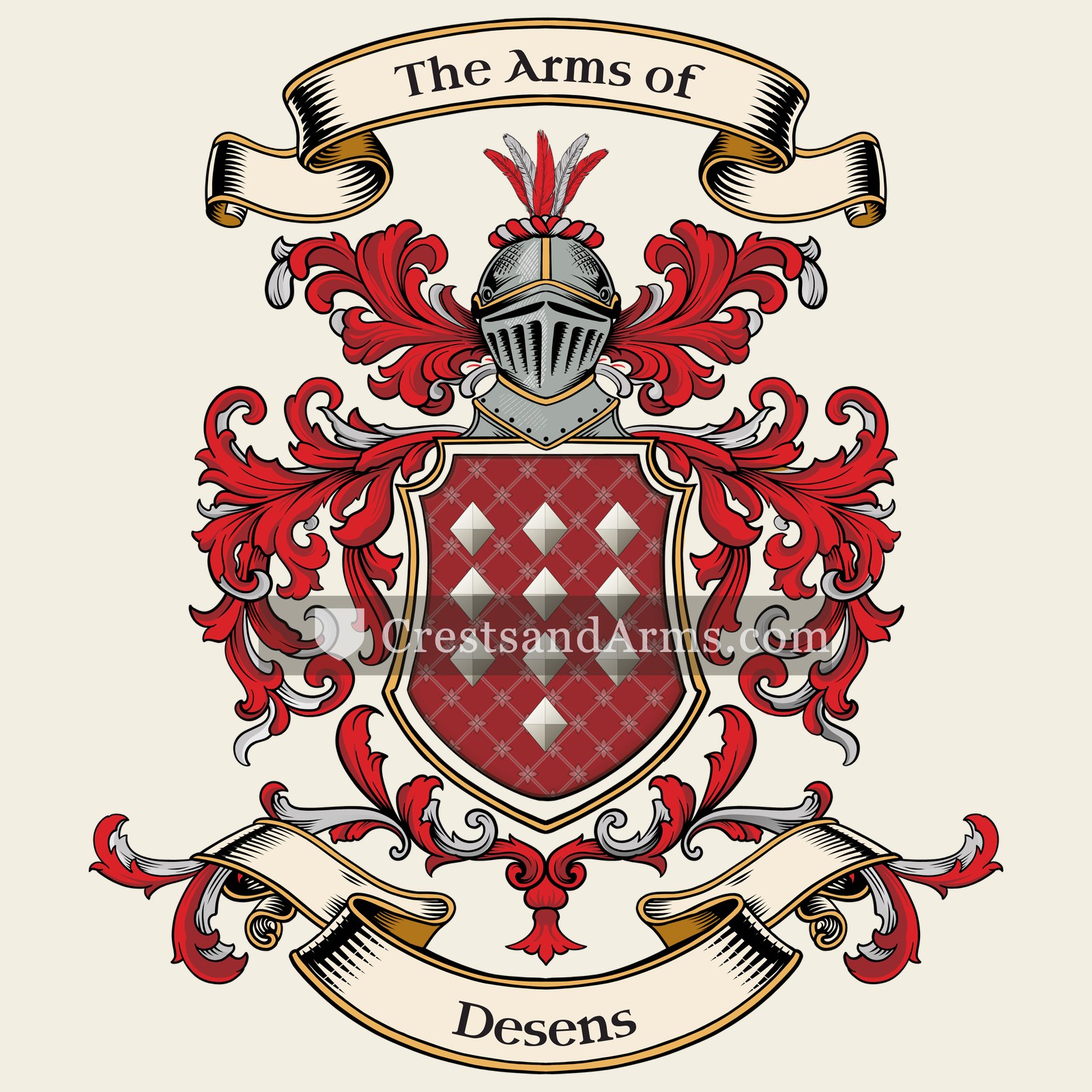 The Desens coat of arms, drawn from the recorded blazon