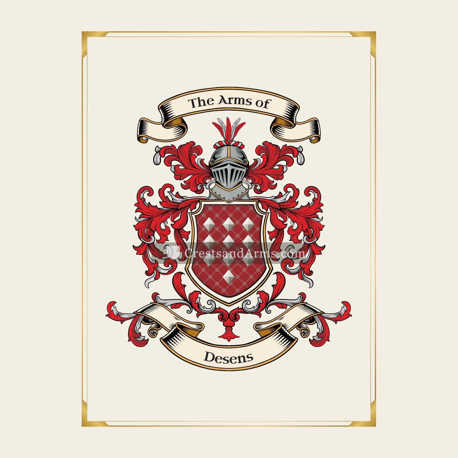With gold border