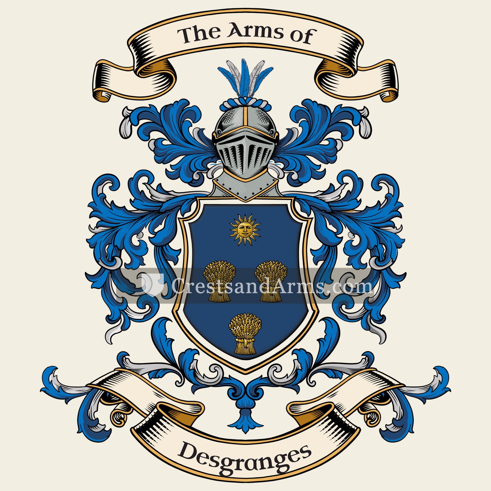 The Desgranges coat of arms, drawn from the recorded blazon