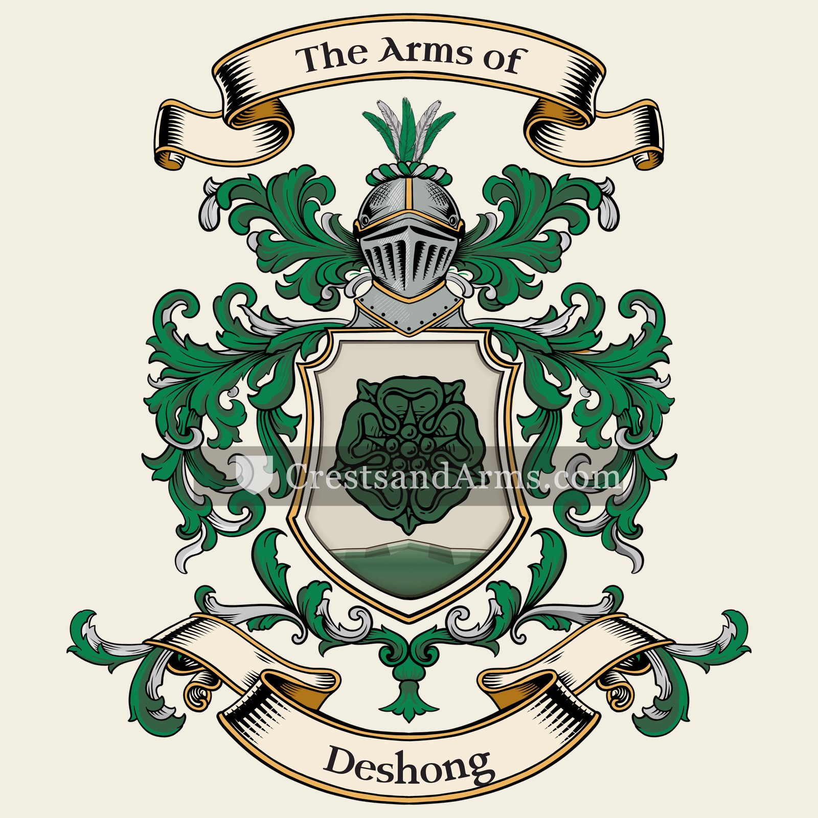 The Deshong coat of arms, drawn from the recorded blazon