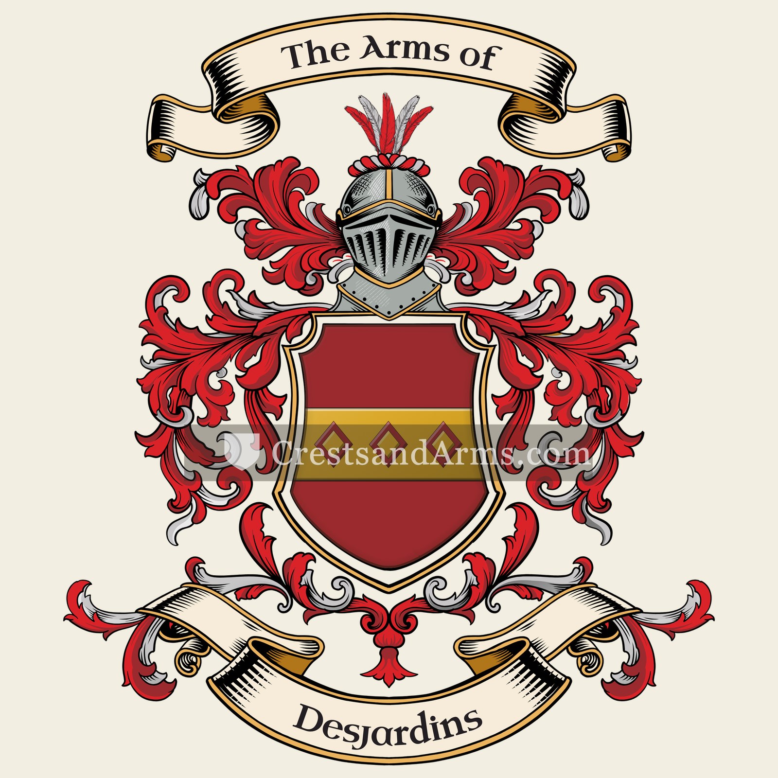 The Desjardins coat of arms, drawn from the recorded blazon