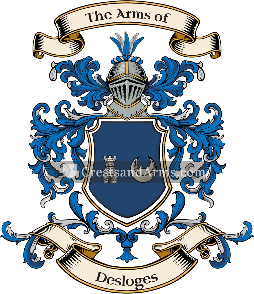The Desloges coat of arms, drawn from the recorded blazon