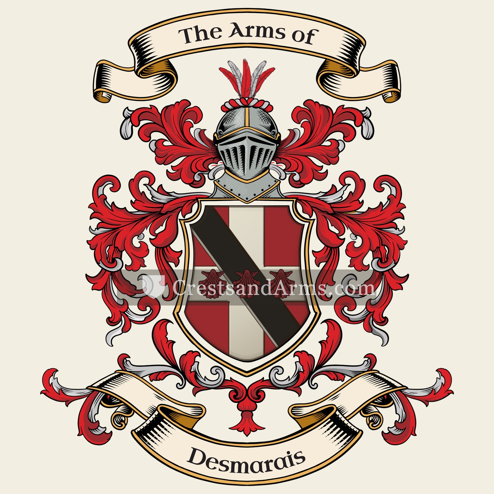 The Desmarais coat of arms, drawn from the recorded blazon