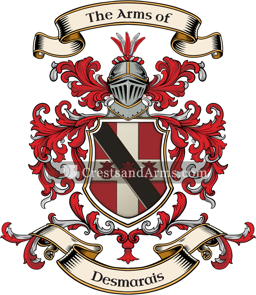 The Desmarais coat of arms, drawn from the recorded blazon