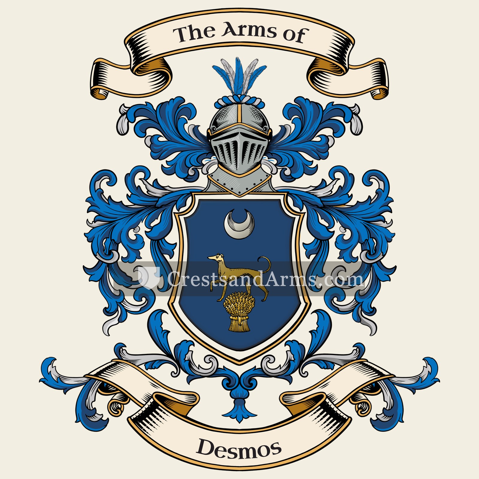 The Desmos coat of arms, drawn from the recorded blazon