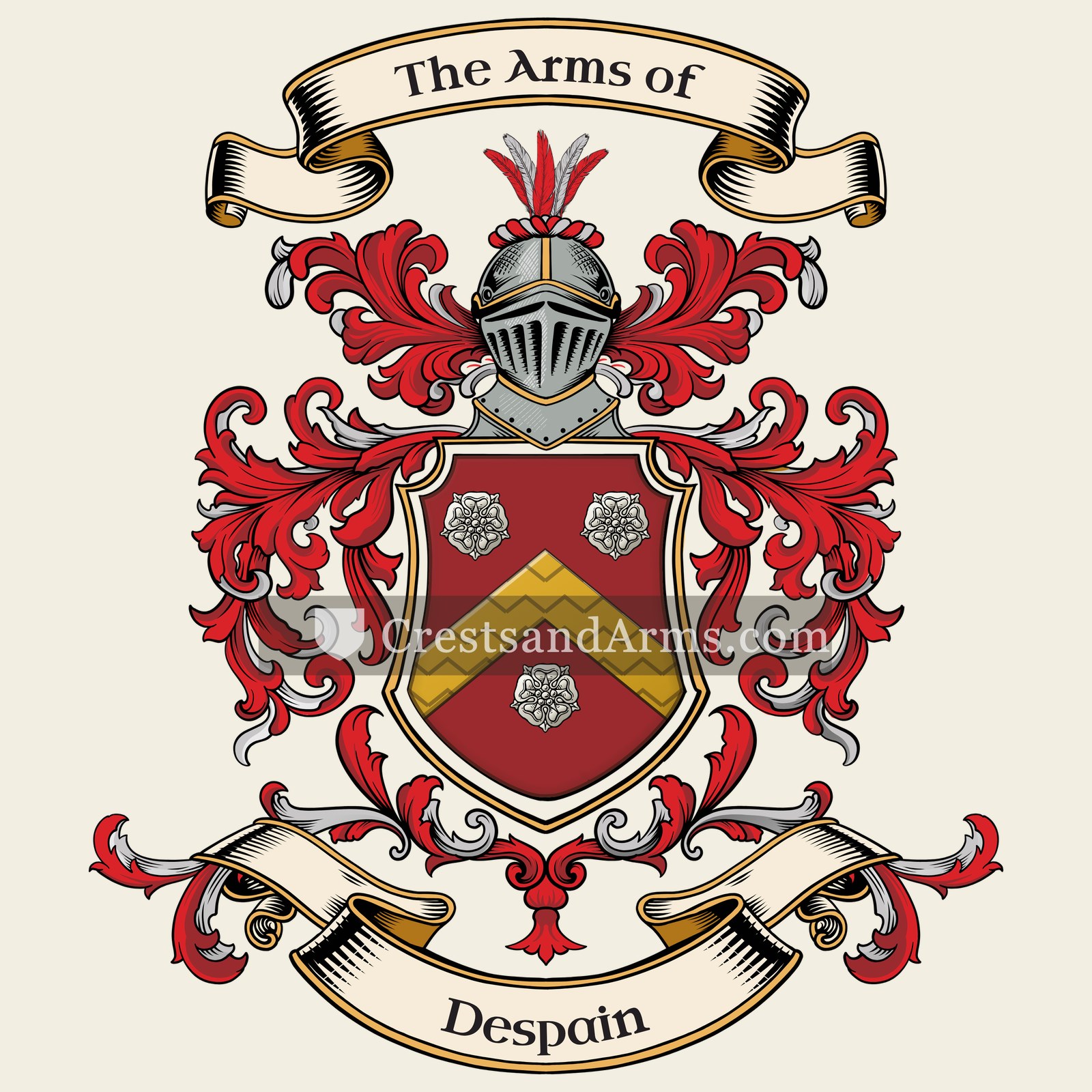 The Despain coat of arms, drawn from the recorded blazon