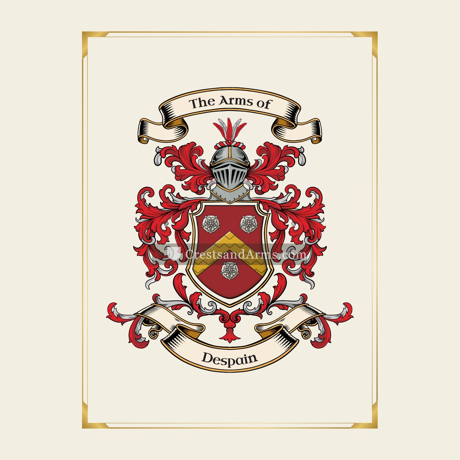 With gold border