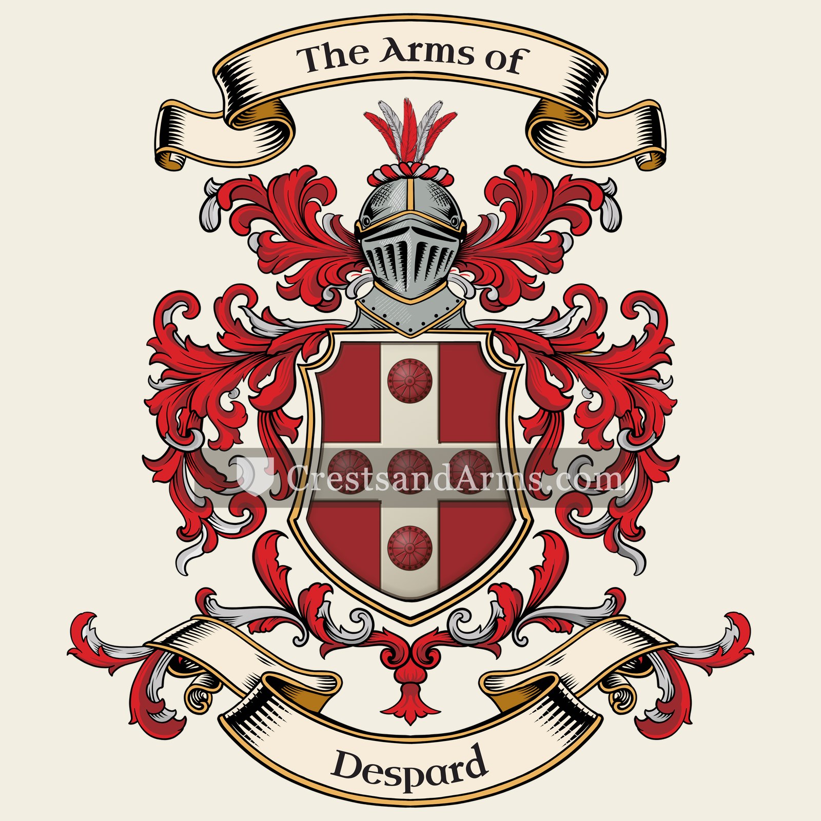 The Despard coat of arms, drawn from the recorded blazon