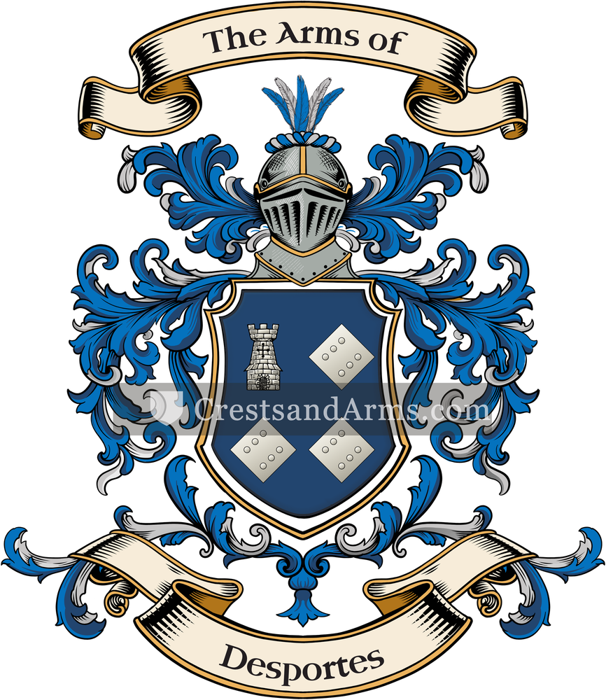 The Desportes coat of arms, drawn from the recorded blazon