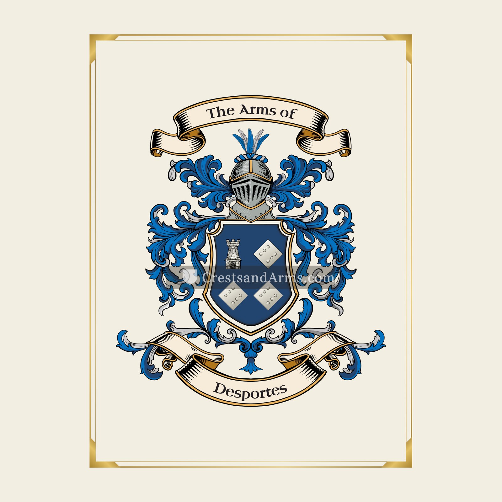 With gold border
