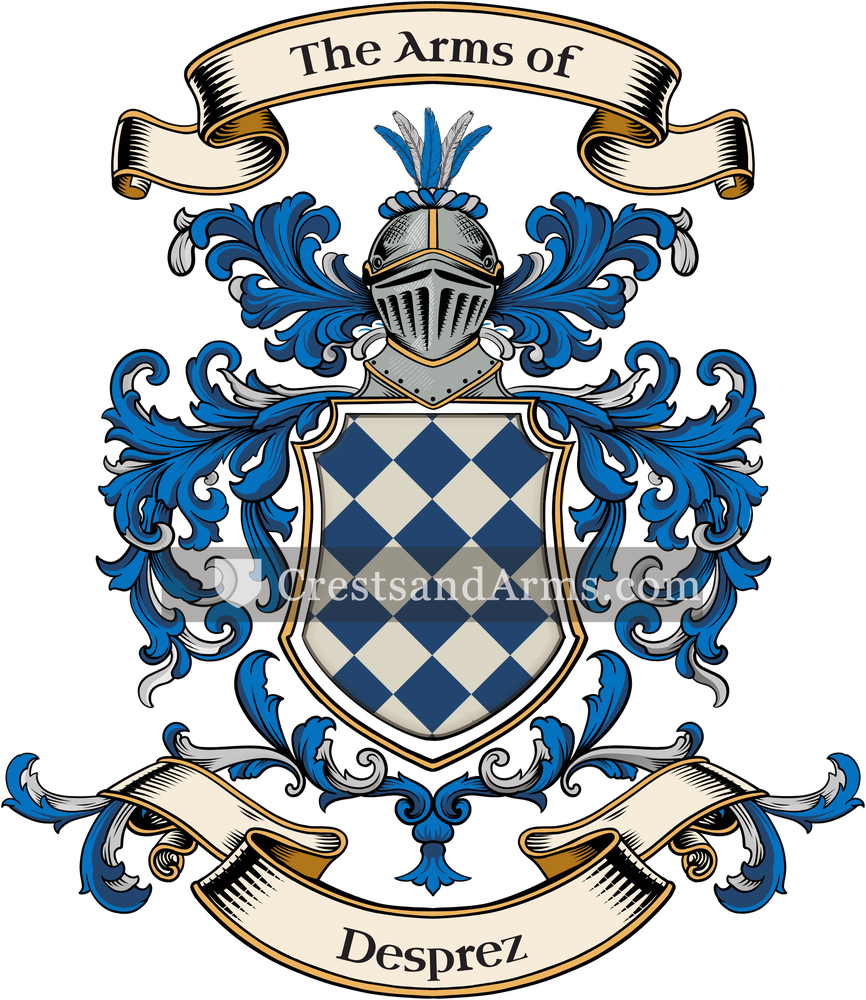 The Desprez coat of arms, drawn from the recorded blazon