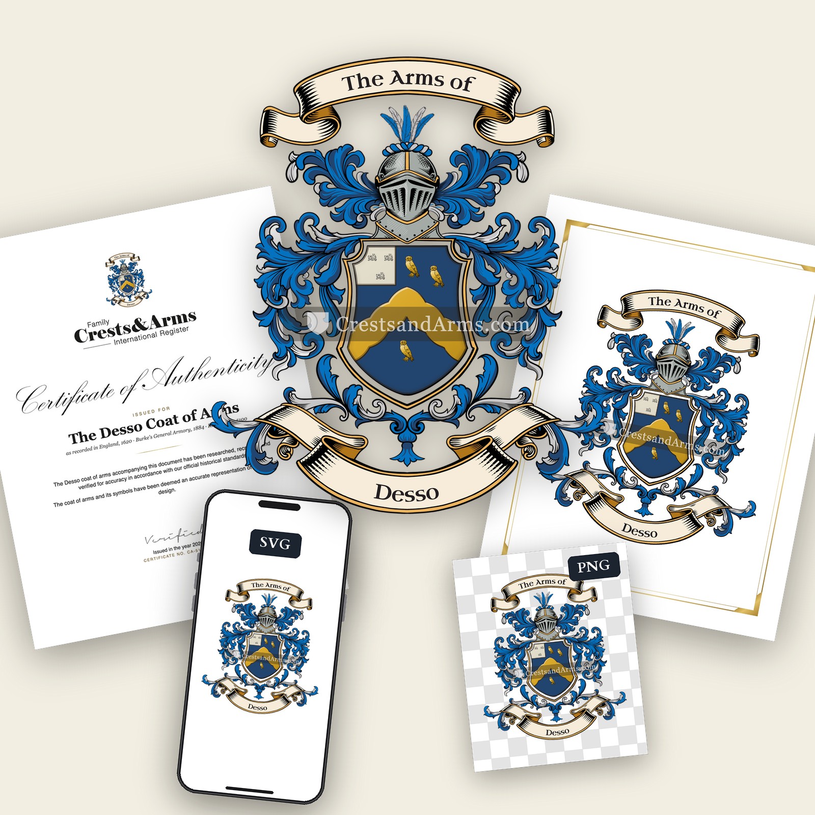 The Desso arms on the coat of arms — digital pack