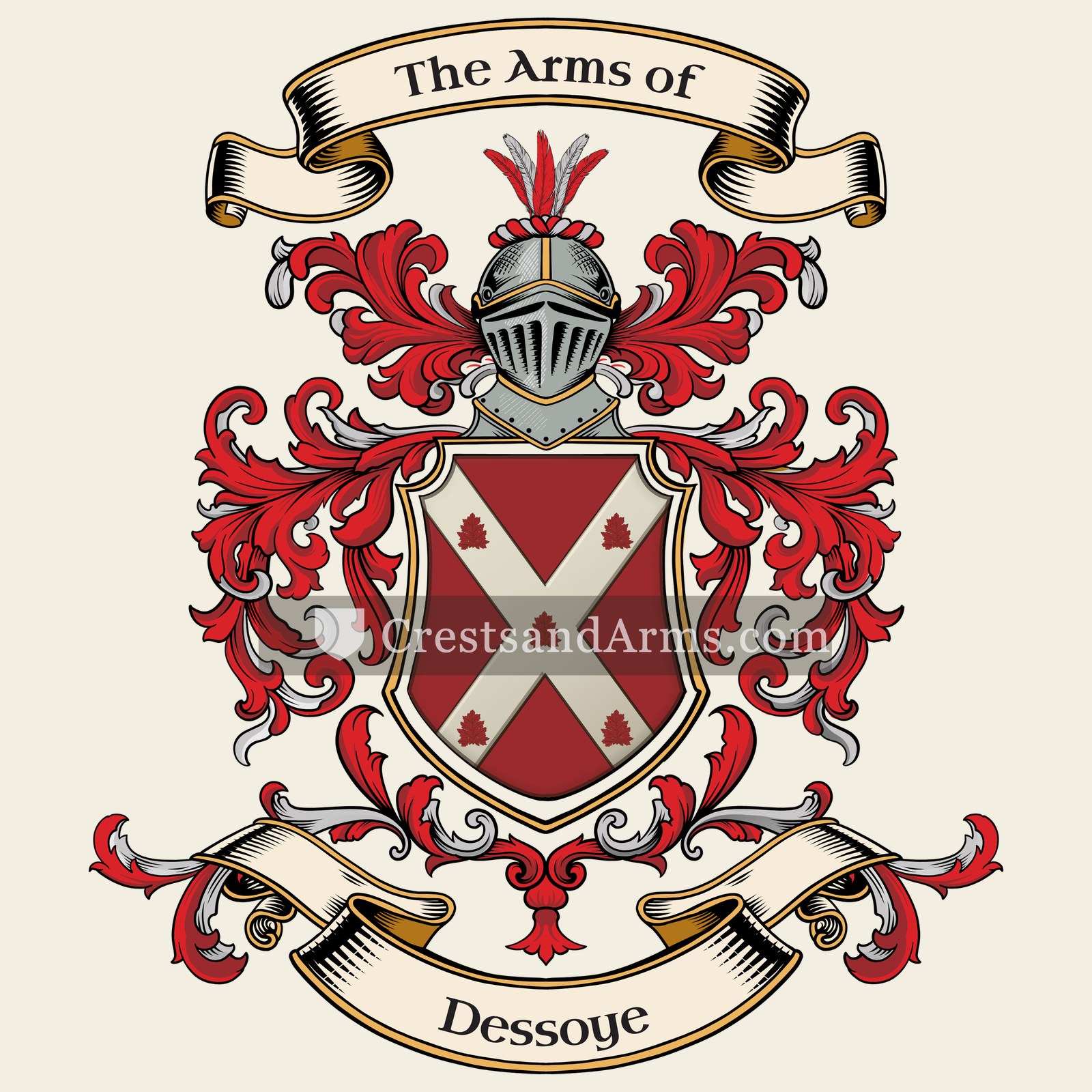 The Dessoye coat of arms, drawn from the recorded blazon