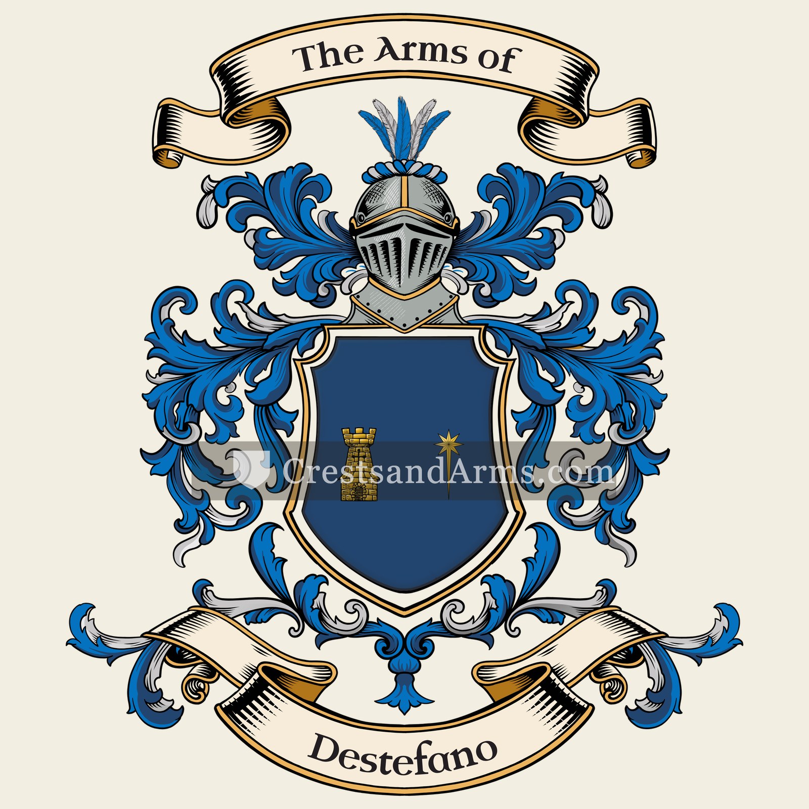 The Destefano coat of arms, drawn from the recorded blazon