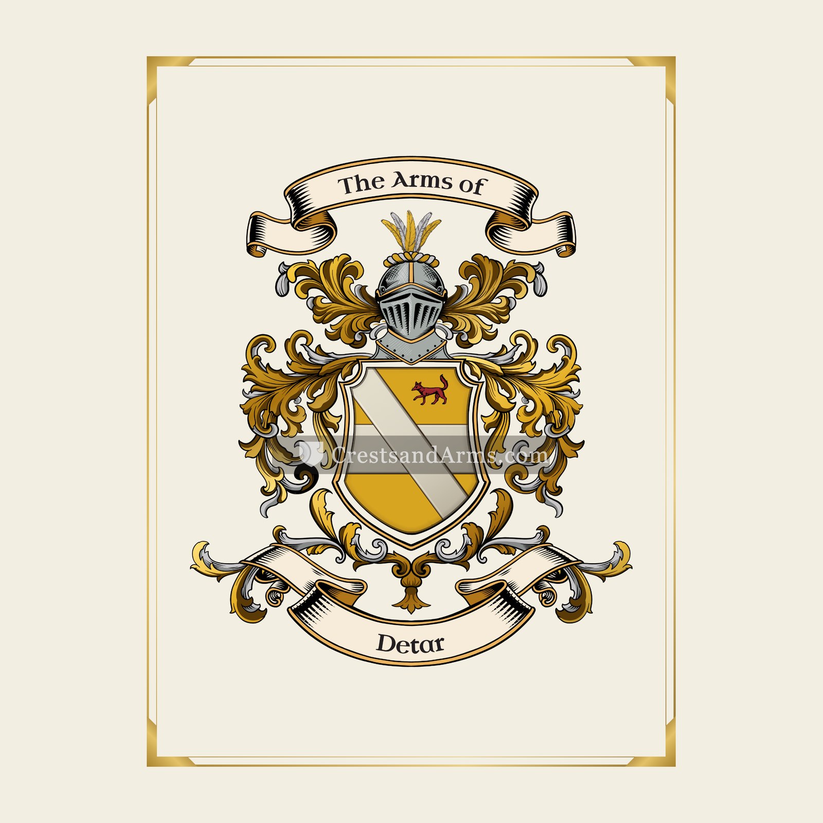 With gold border