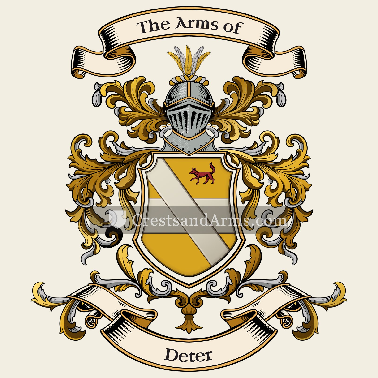 The Deter coat of arms, drawn from the recorded blazon