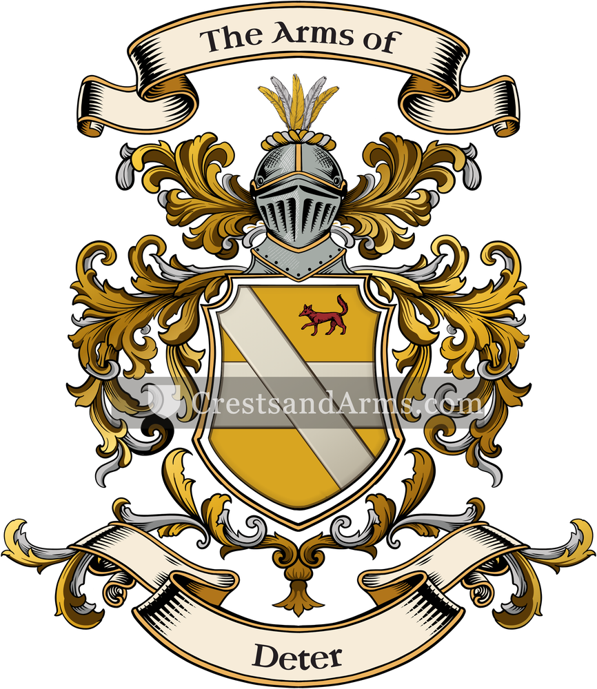 The Deter coat of arms, drawn from the recorded blazon