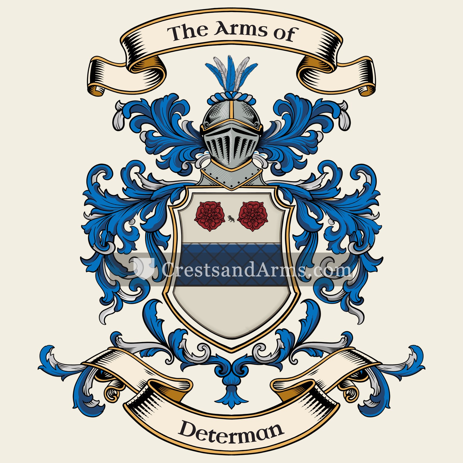 The Determan coat of arms, drawn from the recorded blazon