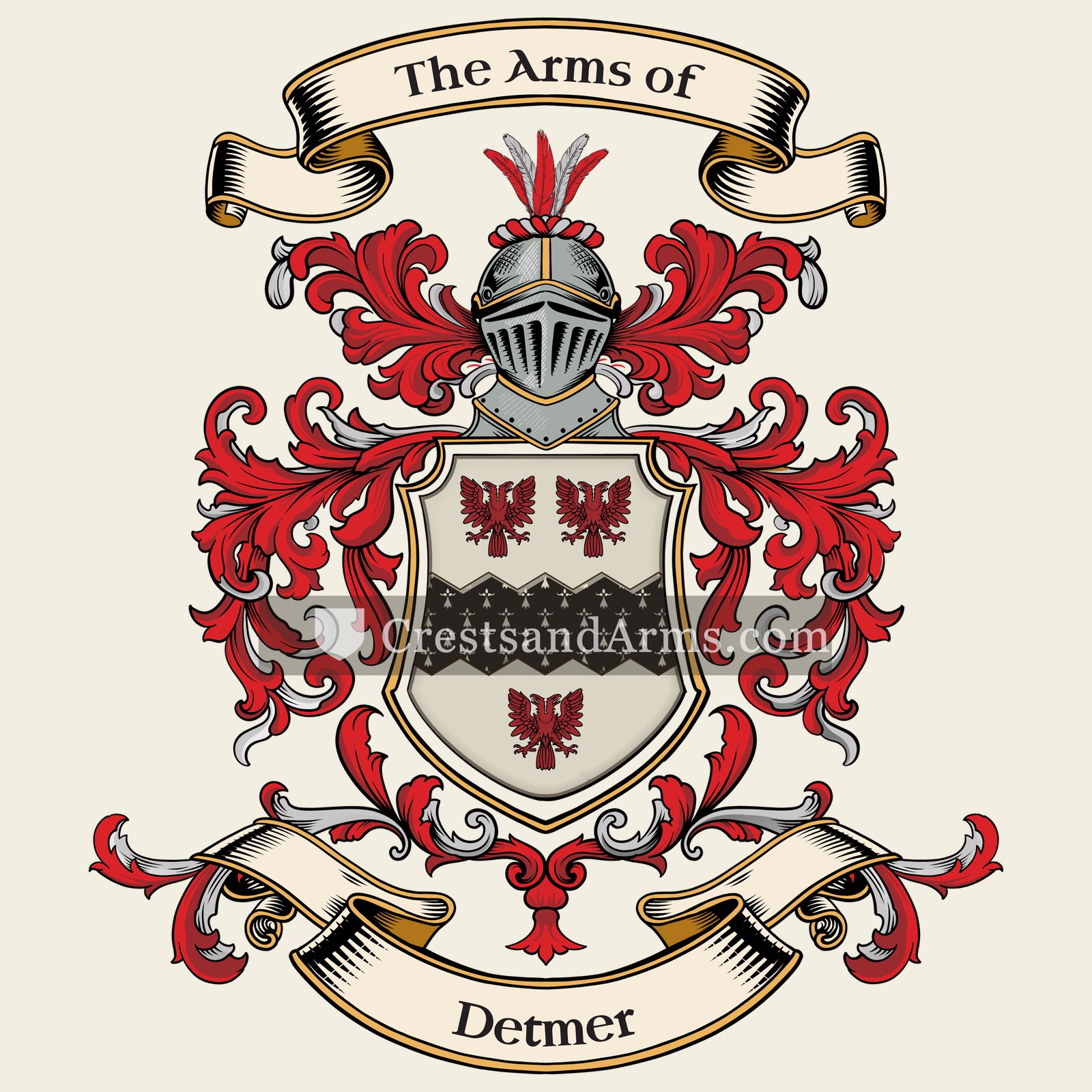 The Detmer coat of arms, drawn from the recorded blazon