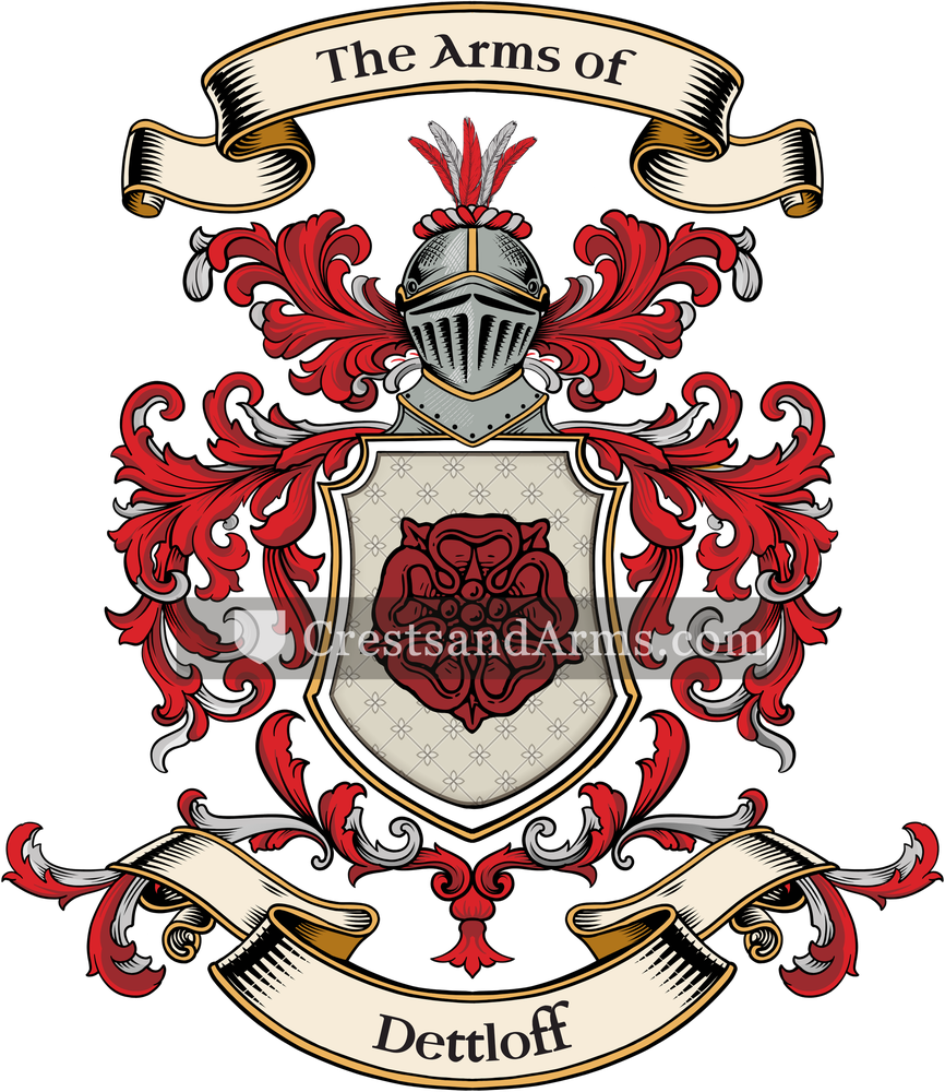 The Dettloff coat of arms, drawn from the recorded blazon