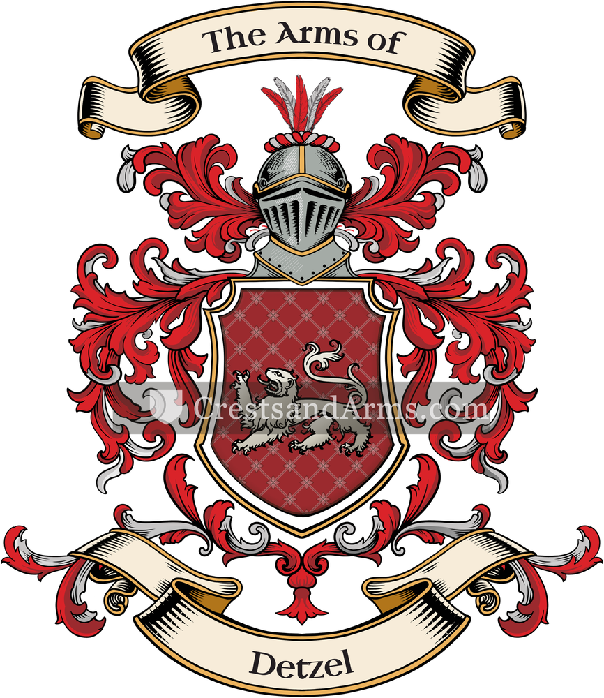 The Detzel coat of arms, drawn from the recorded blazon