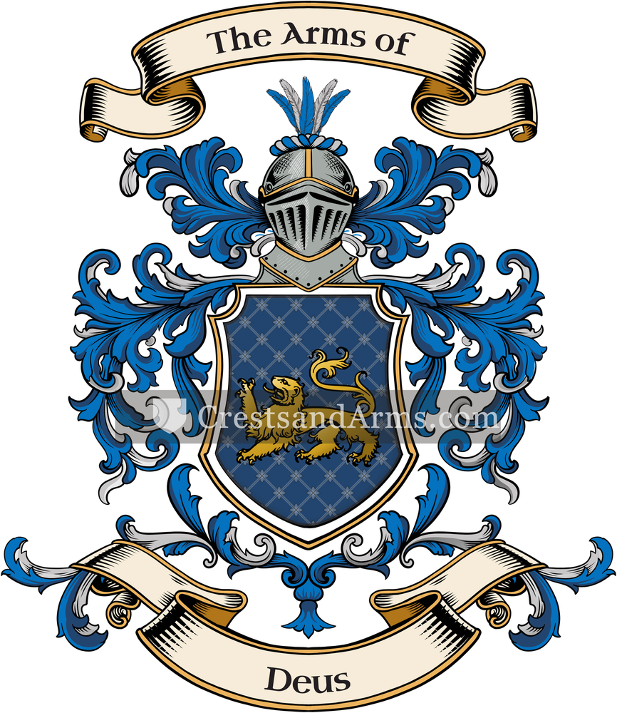 The Deus coat of arms, drawn from the recorded blazon