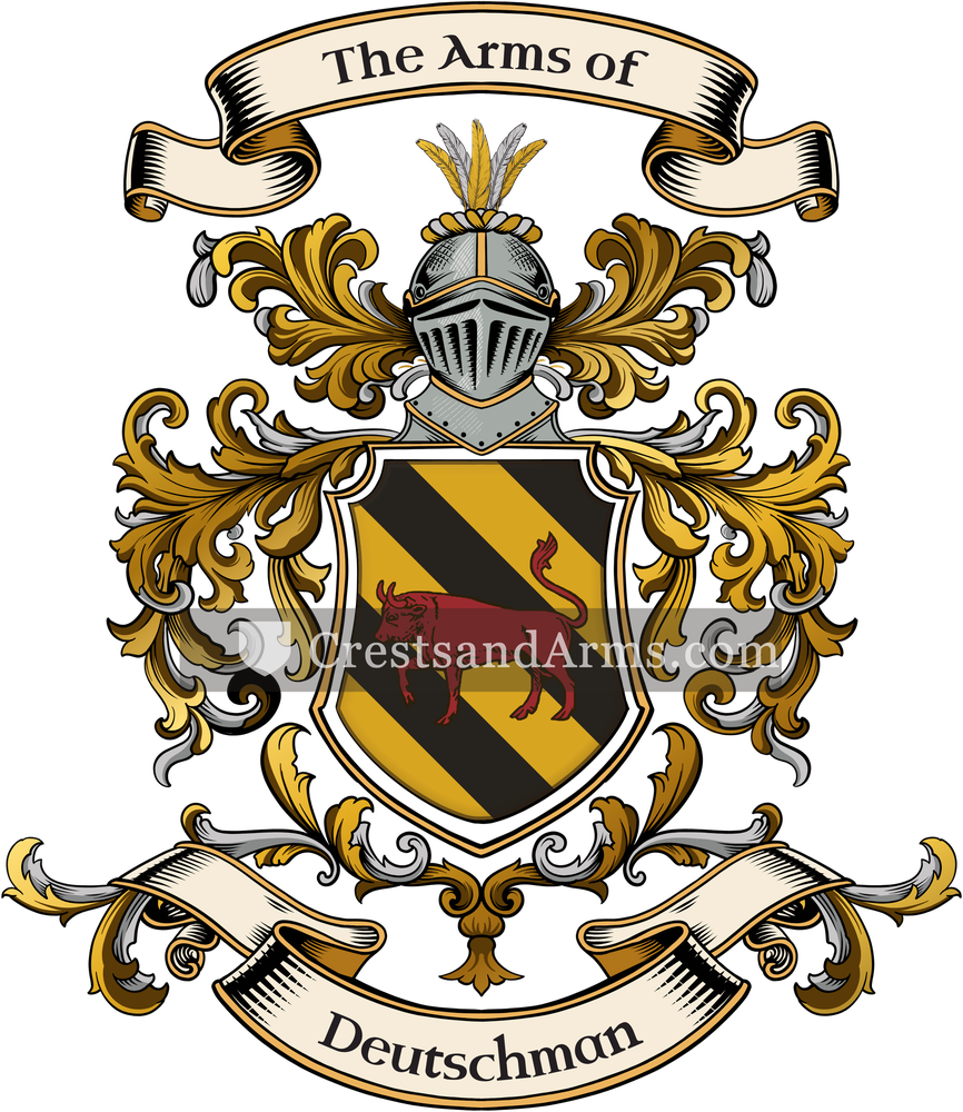 The Deutschman coat of arms, drawn from the recorded blazon