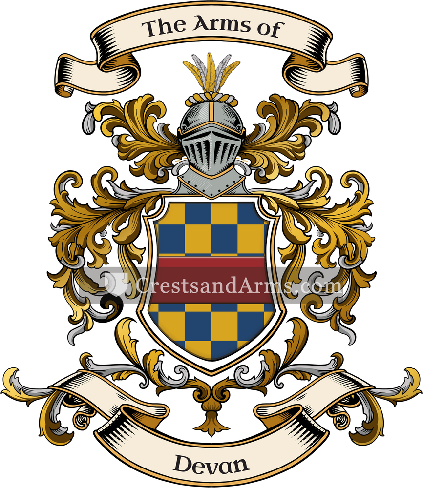 The Devan coat of arms, drawn from the recorded blazon