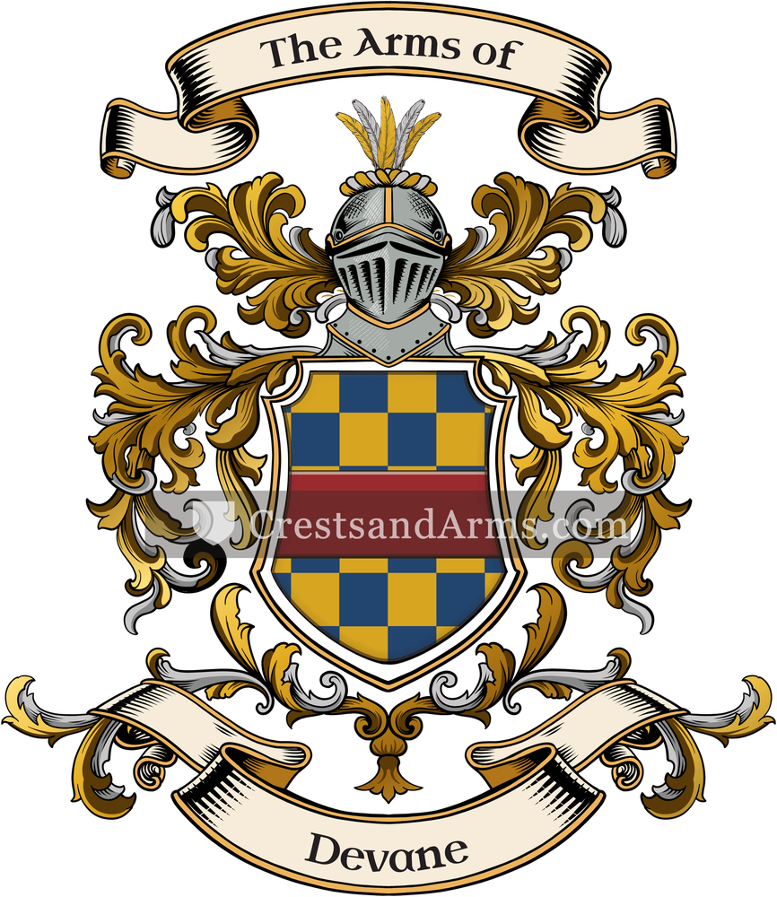The Devane coat of arms, drawn from the recorded blazon