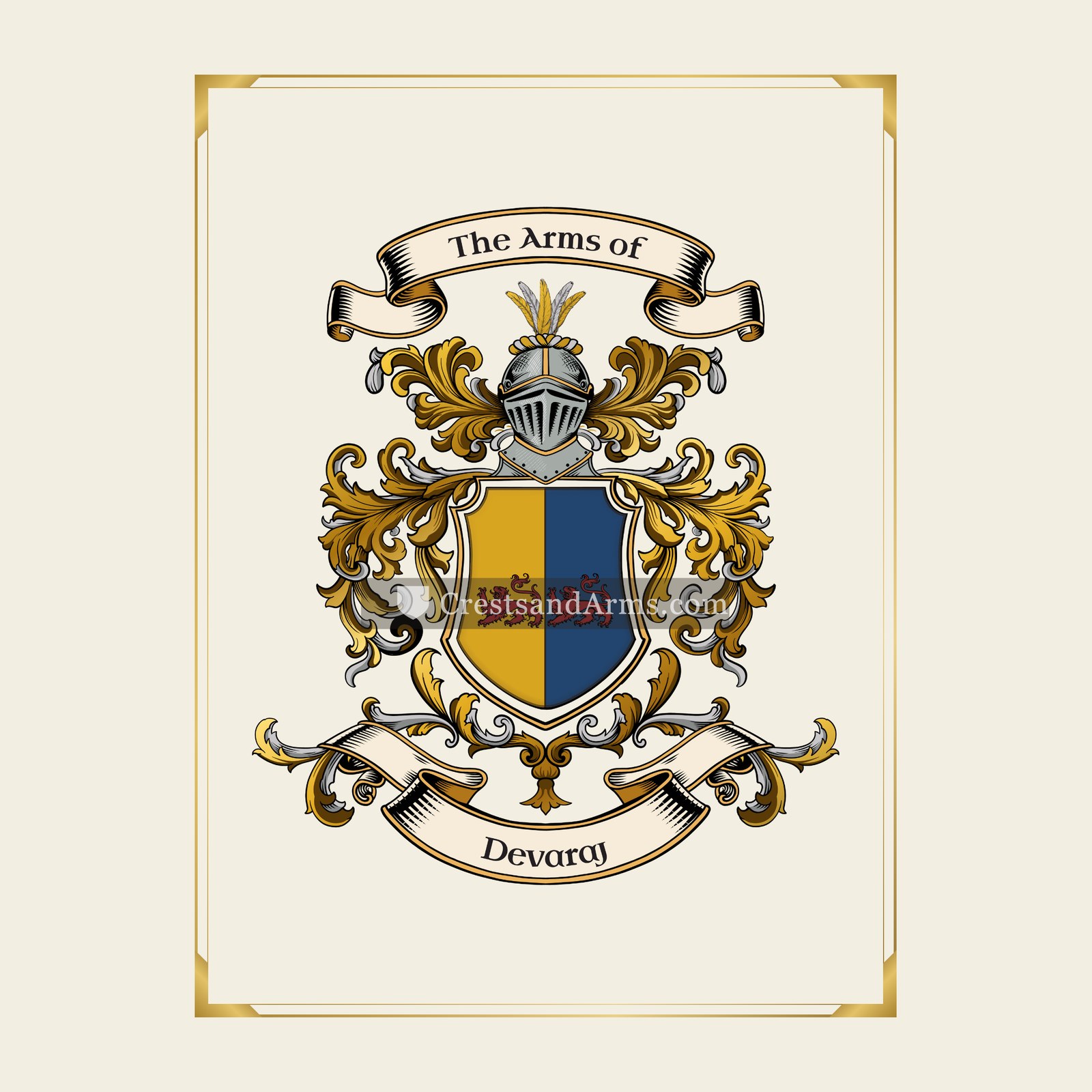 With gold border