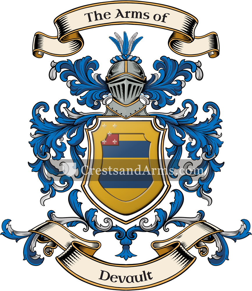 The Devault coat of arms, drawn from the recorded blazon
