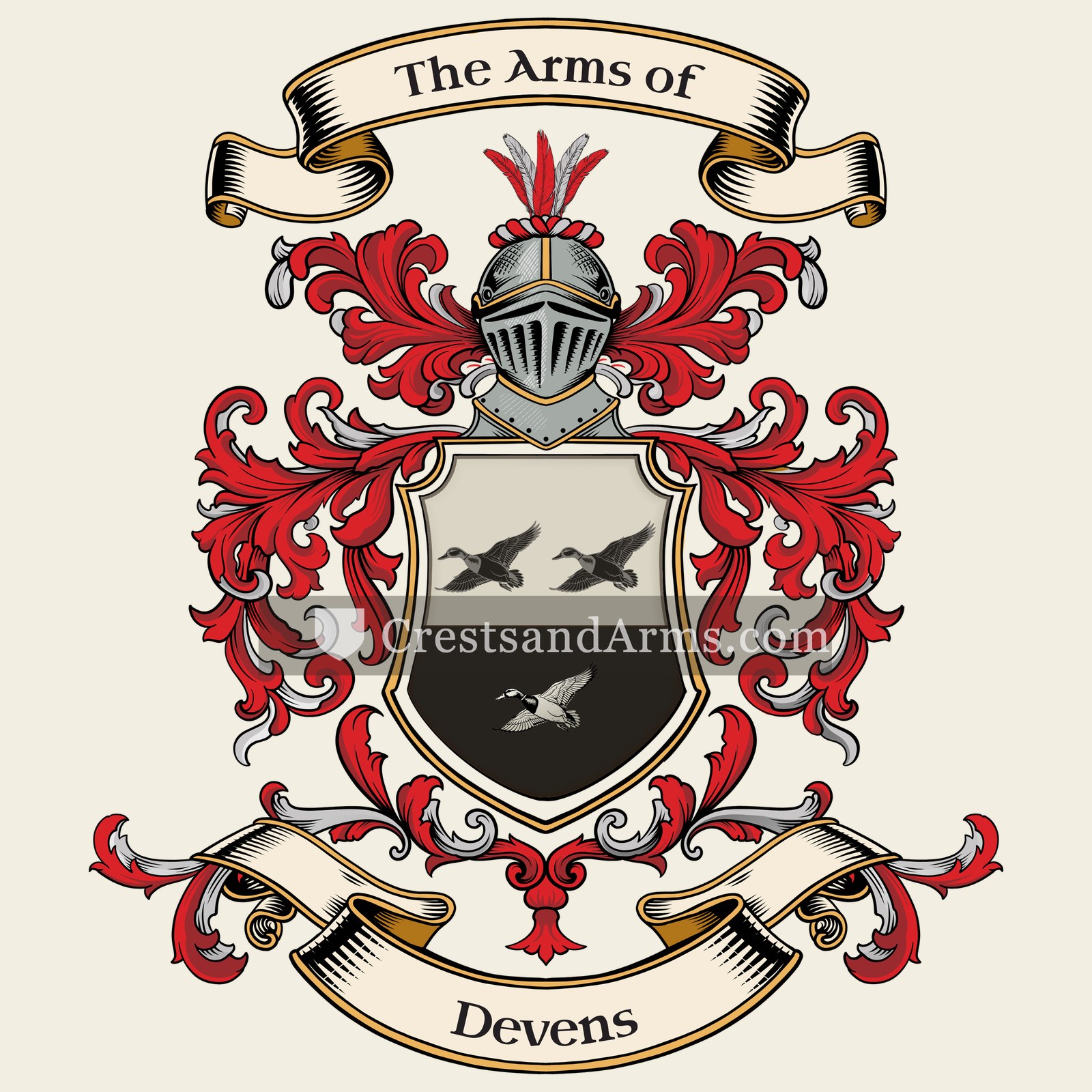 The Devens coat of arms, drawn from the recorded blazon