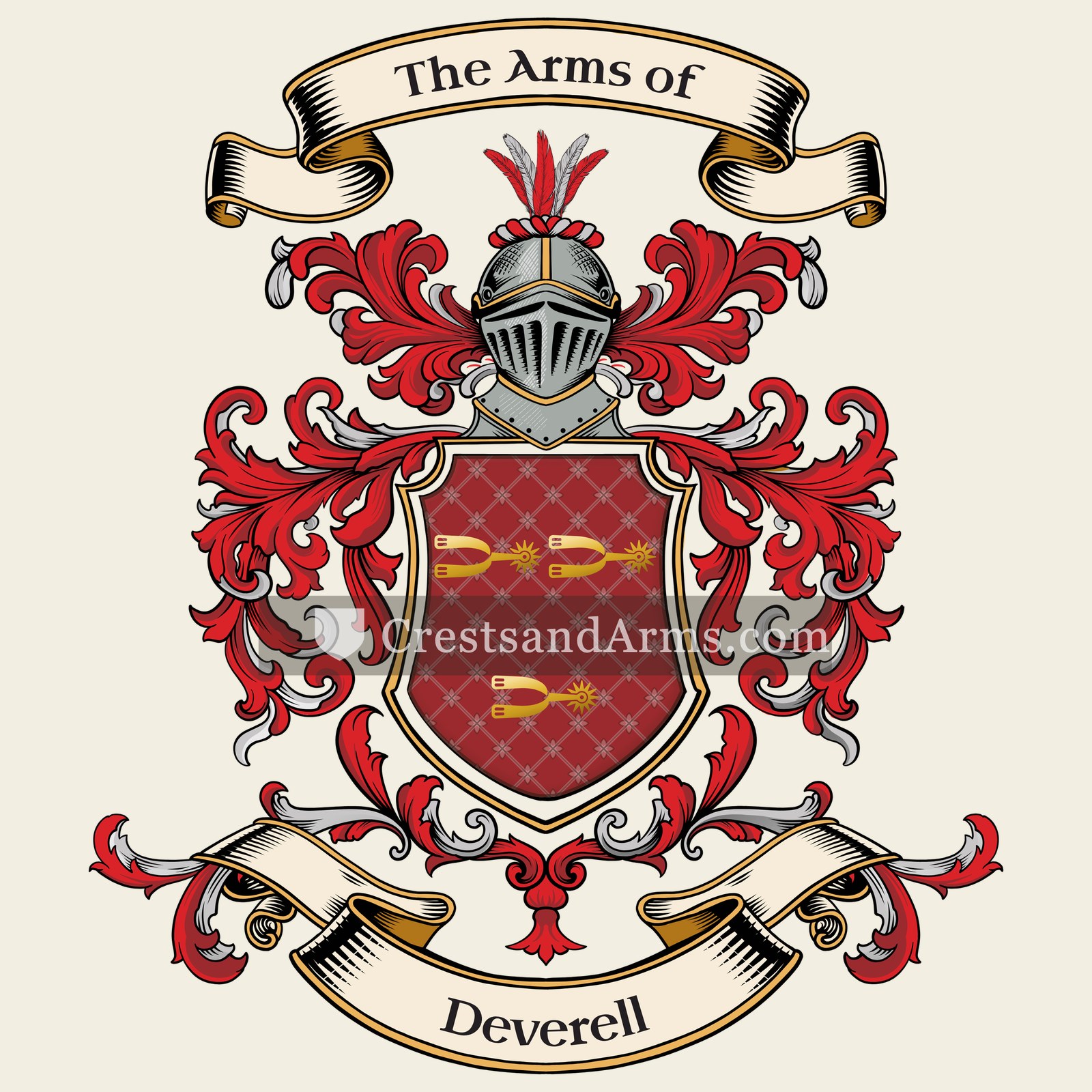 The Deverell coat of arms, drawn from the recorded blazon
