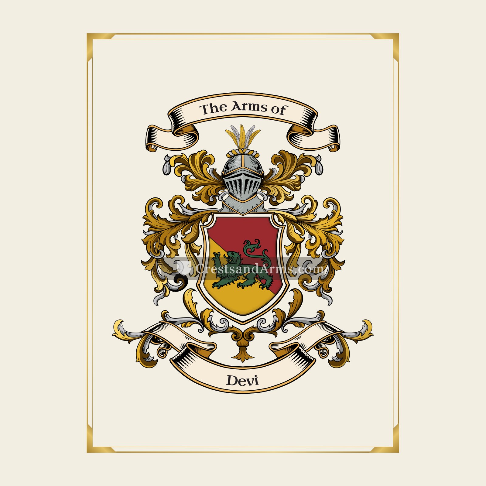 With gold border