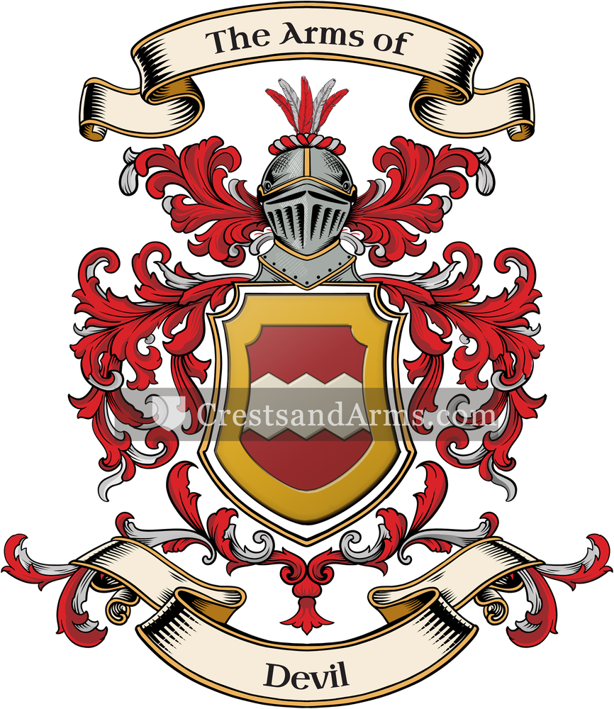 The Devil coat of arms, drawn from the recorded blazon