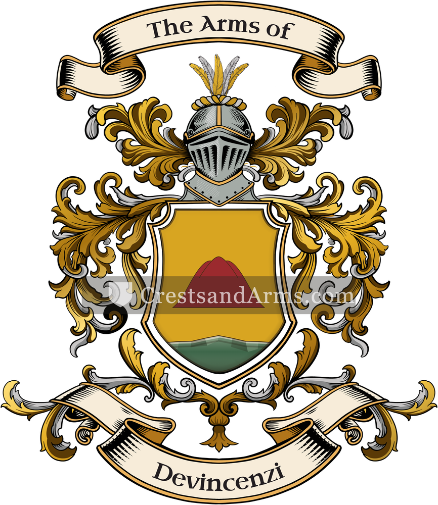 The Devincenzi coat of arms, drawn from the recorded blazon