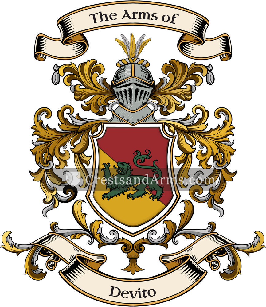The Devito coat of arms, drawn from the recorded blazon