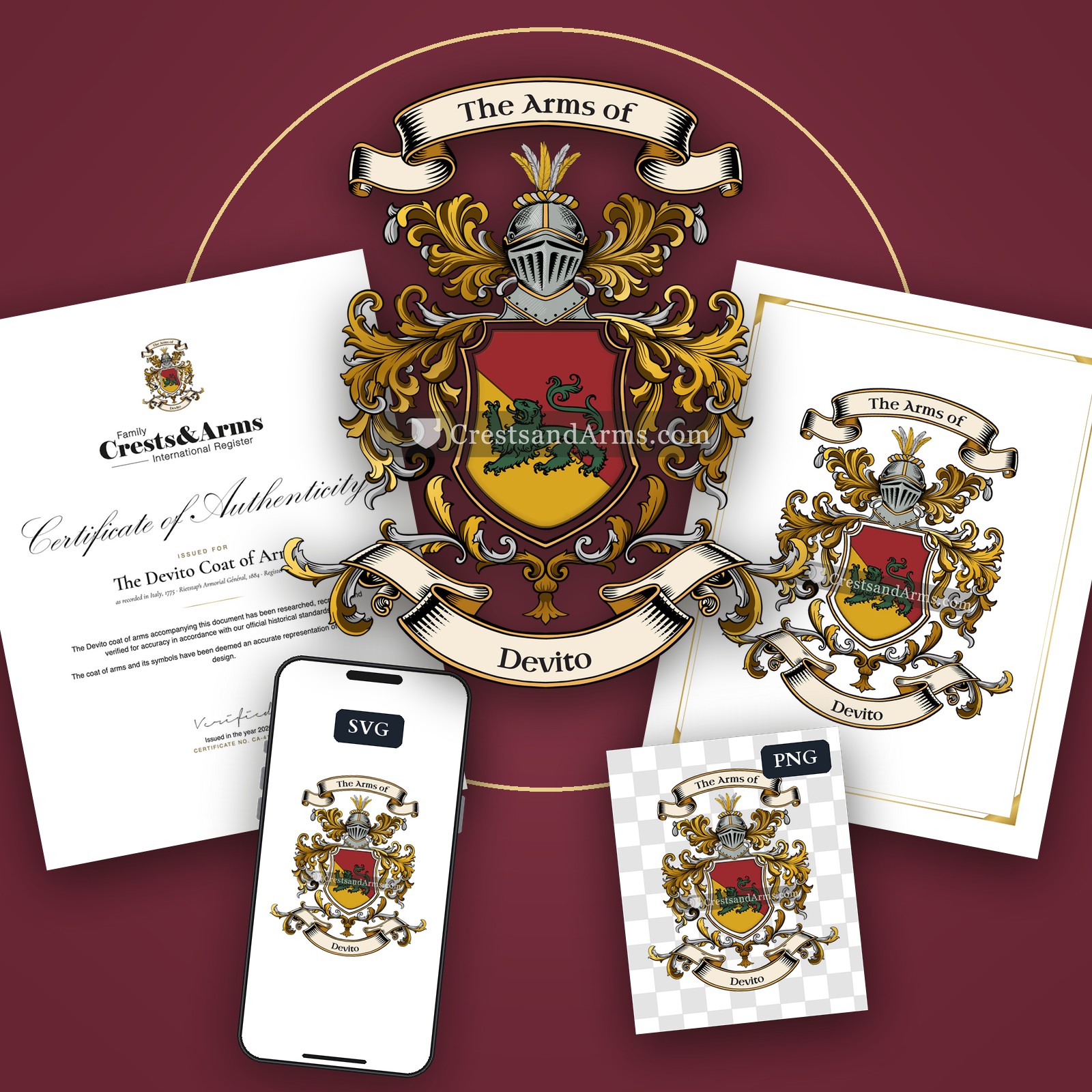 The Devito arms on the coat of arms — digital pack