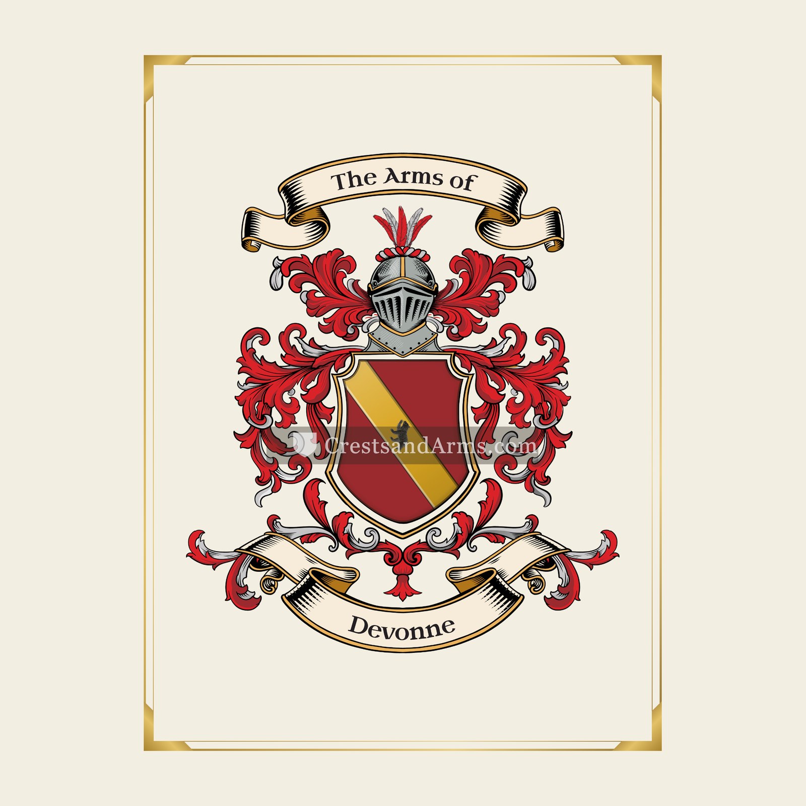 With gold border