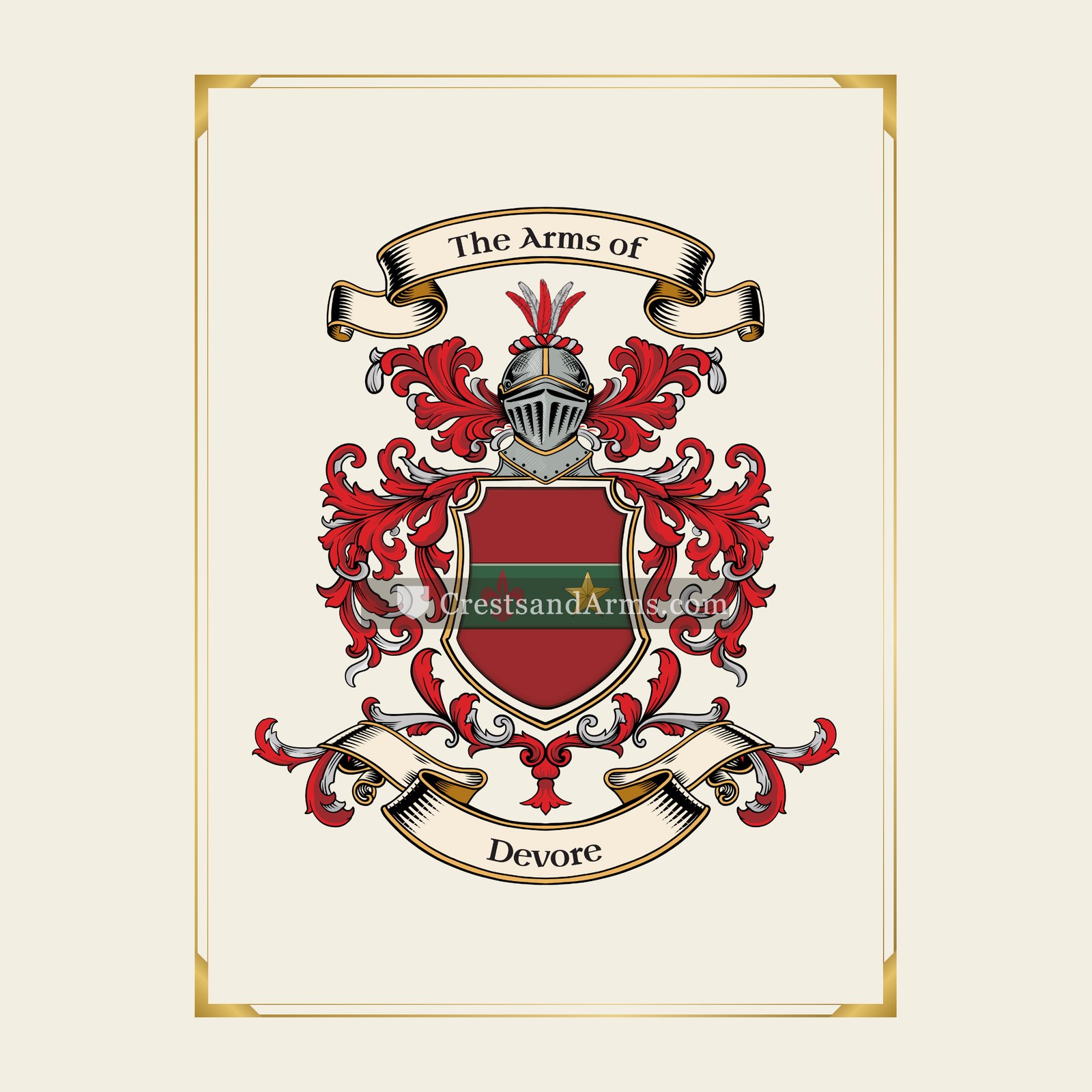 With gold border